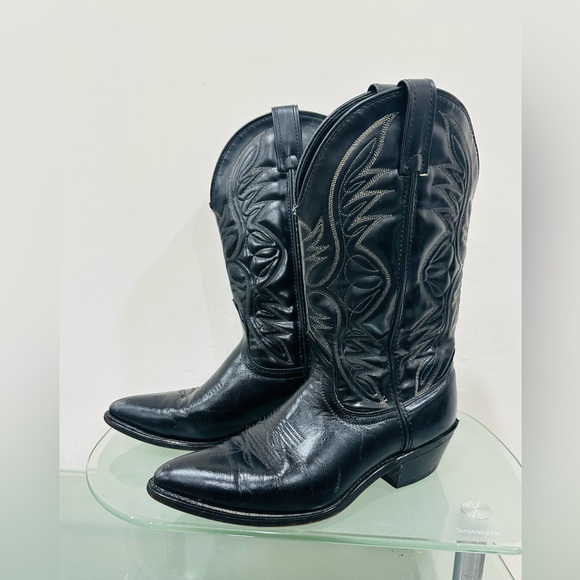 Laredo Blue Navy Leather Cowboy Western Boots mens size 7 1/2 EE 2530 04667 - Picture 1 of 8
